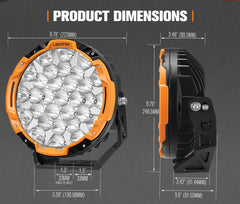 Lightfox 9inch LED Driving Light 1Lux@6,890ft/2,100m IP68 16, 342 Lumens
